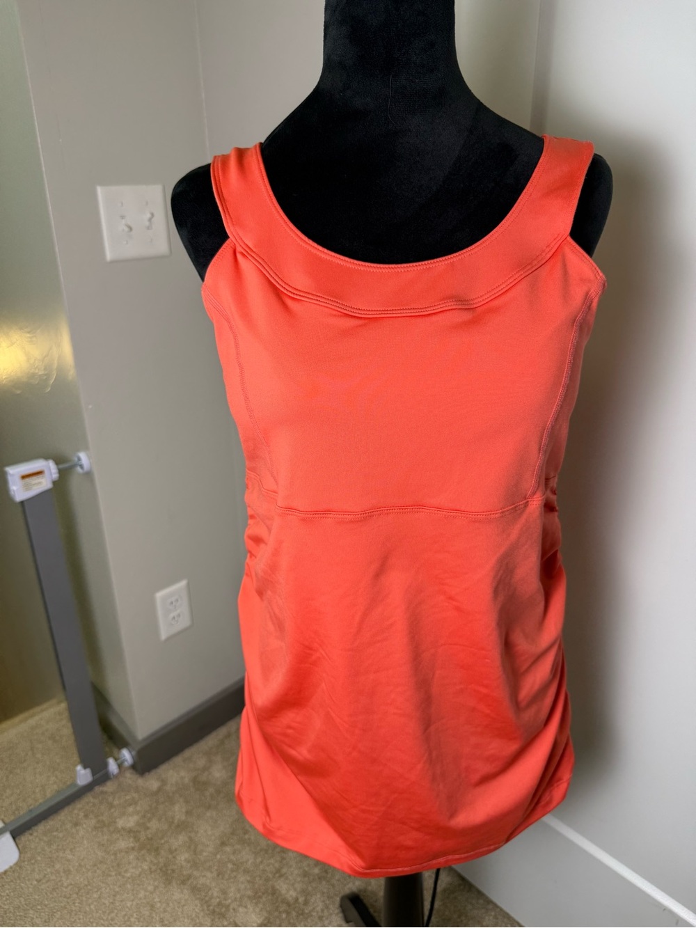 Mumberry Orange Coral Maternity Tanktop Athletic Athleisure Built In Bra Stretch